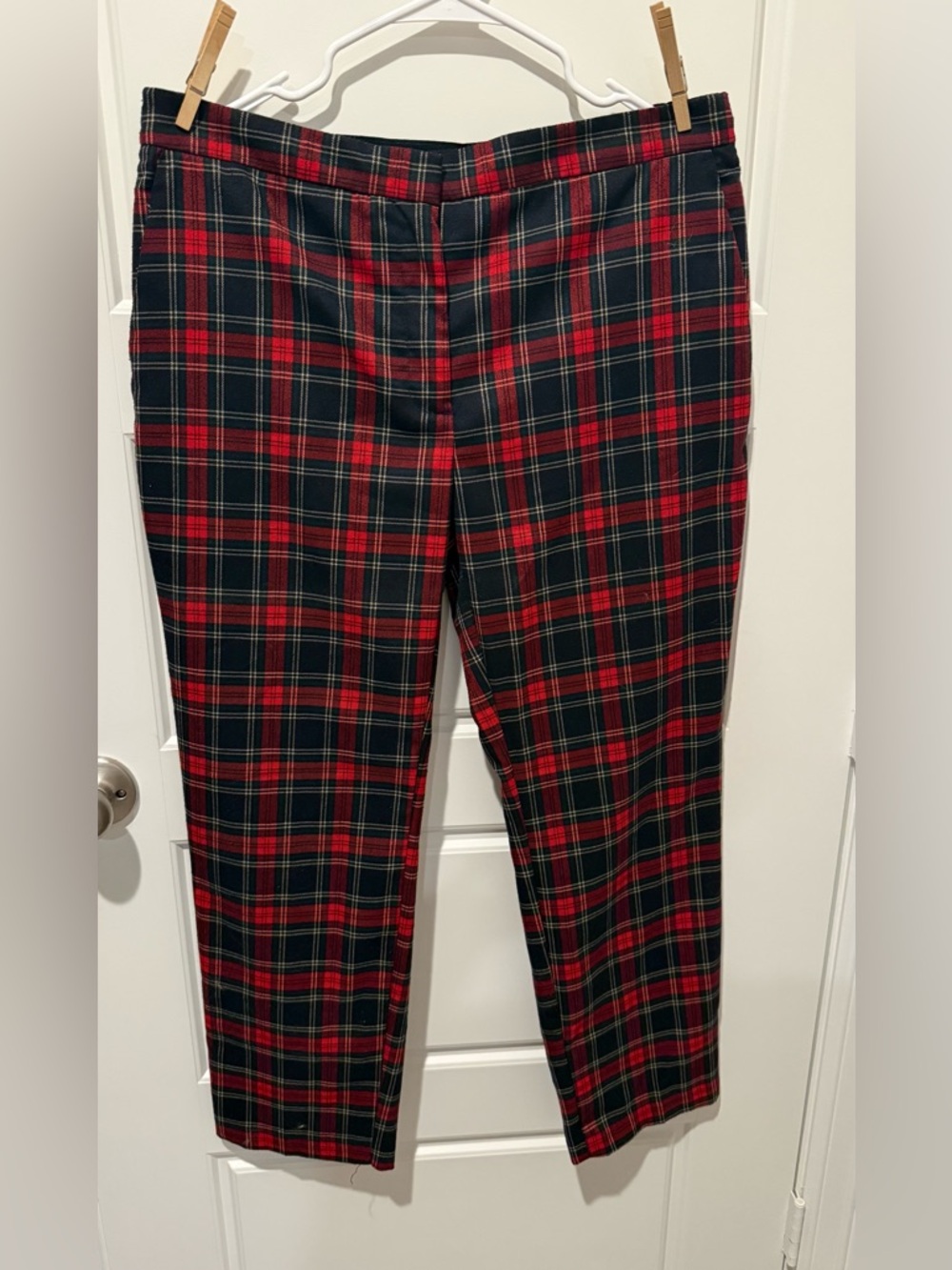 Zara Basic Red and Black Plaid Pants